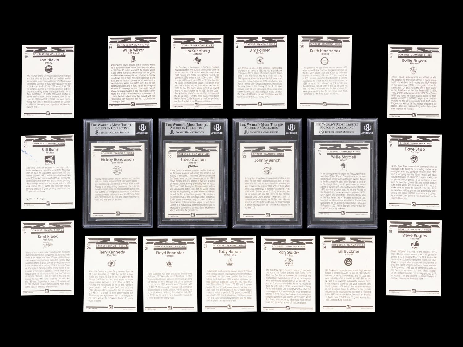 A Group of 19 1983 Donruss Diamond Kings Signed Autograph Baseball Cards Including Multiple Hall of Famers,