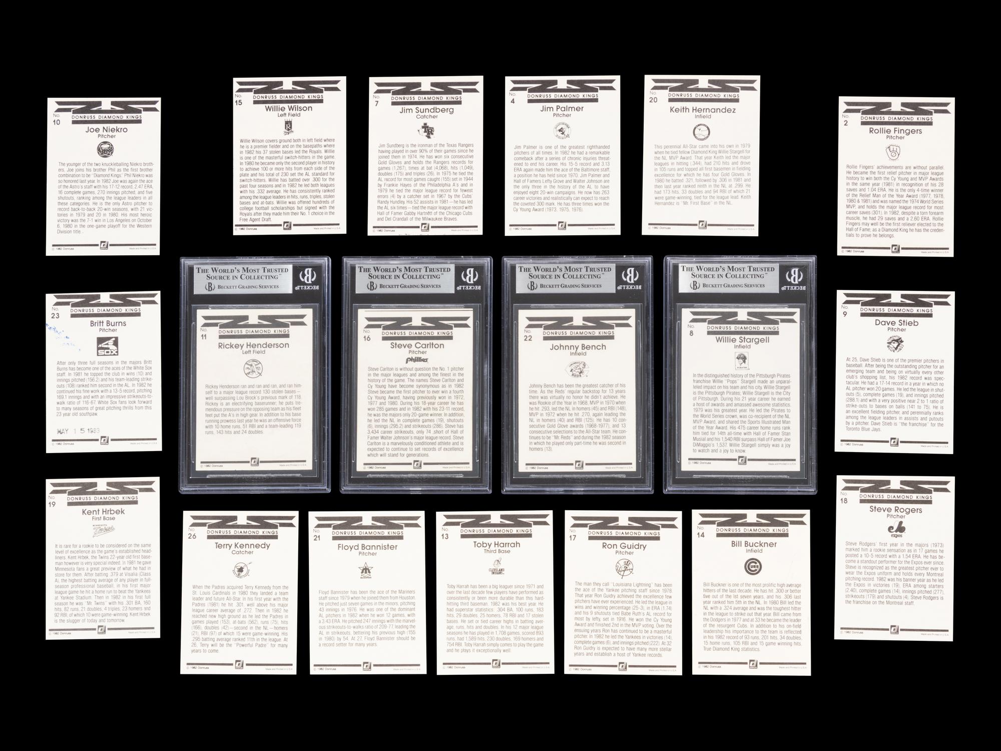A Group of 19 1983 Donruss Diamond Kings Signed Autograph Baseball Cards Including Multiple Hall of Famers,