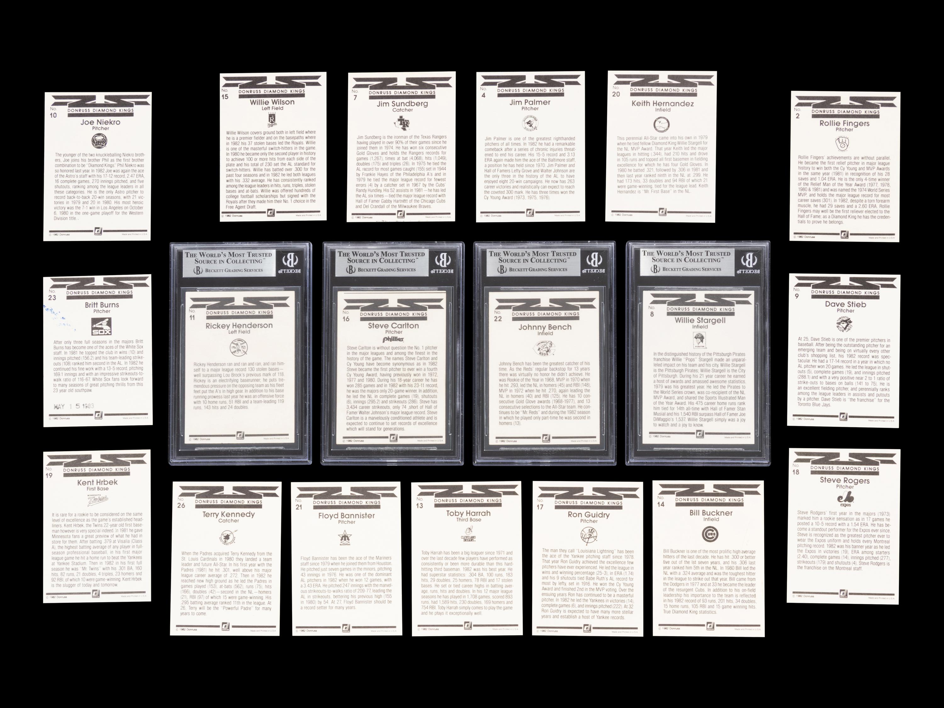 A Group of 19 1983 Donruss Diamond Kings Signed Autograph Baseball Cards Including Multiple Hall of Famers,