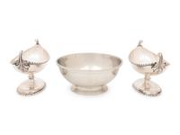 A Group of Three Silvered-Metal Table Articles
