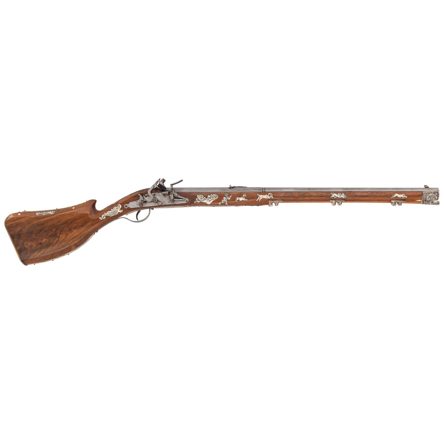 Contemporary Flintlock Musket with Folkloric Hunting Motifs