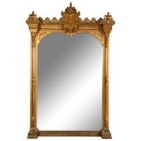 A Napoleon III Giltwood Overmantel Mirror