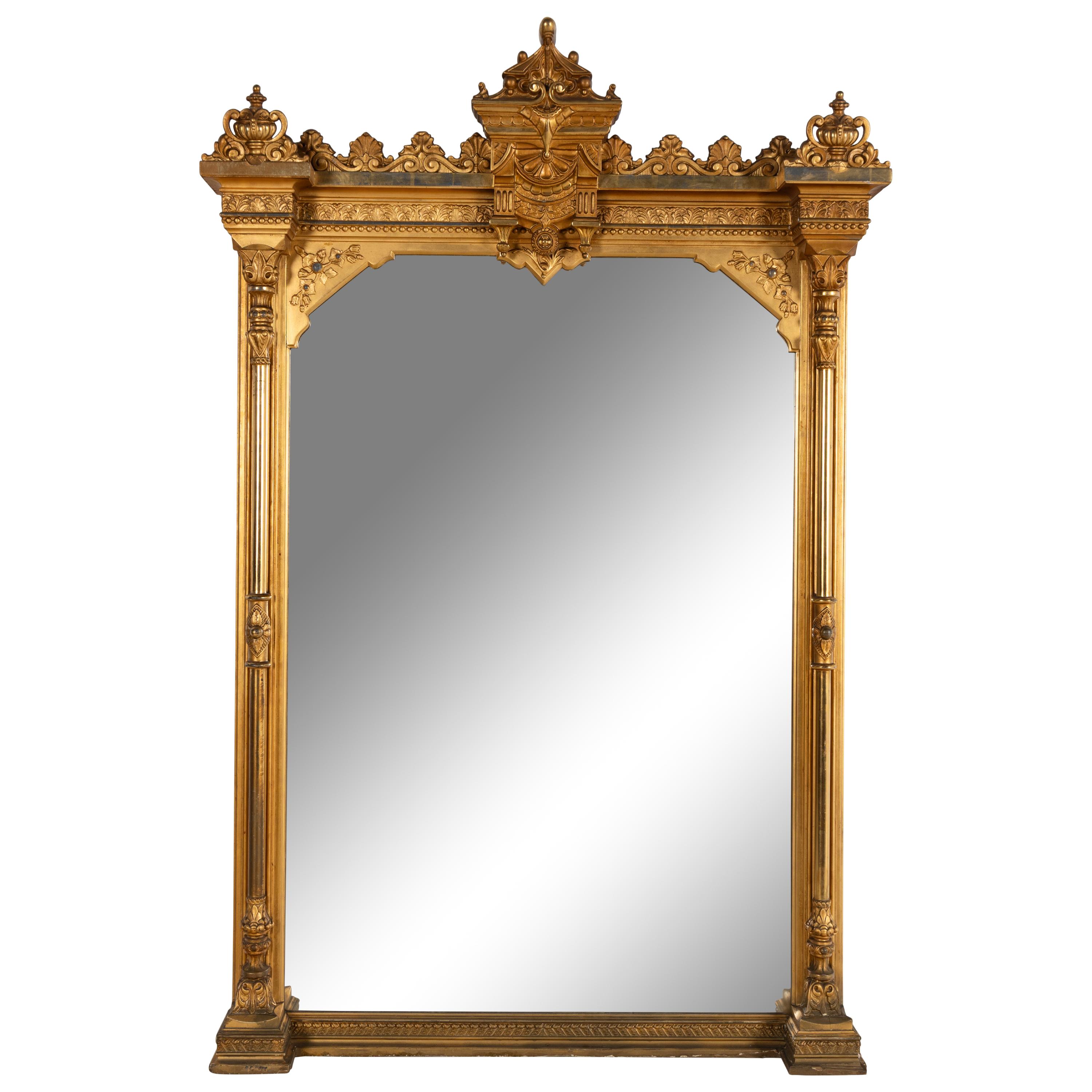 A Napoleon III Giltwood Overmantel Mirror