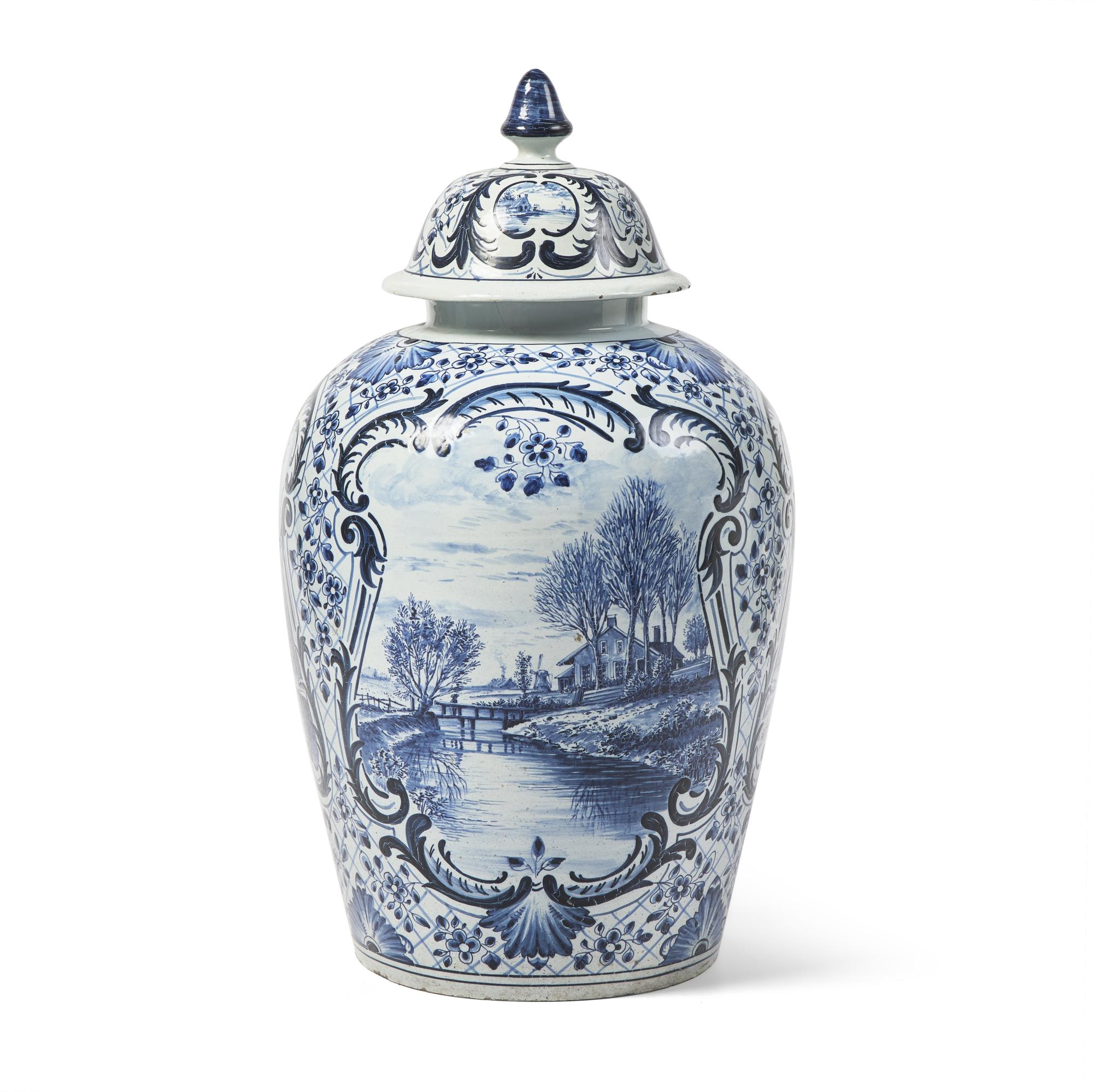 A Dutch Delft Covered Vase