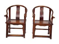 A Pair of Chinese Hardwood Chairs