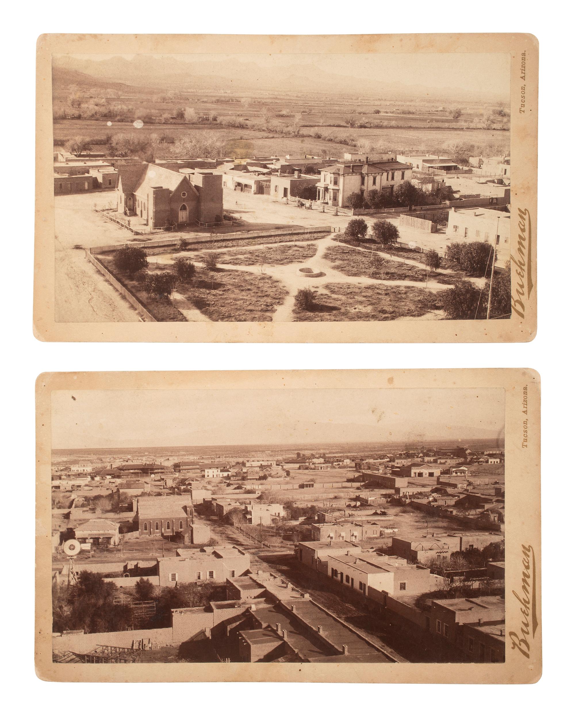 [WESTERN AMERICANA]. BUEHMAN, Henry (1851-1912), photographer. A group of 2 boudoir photographs of Tucson, Arizona Territory. Ca 1880s-1890s.