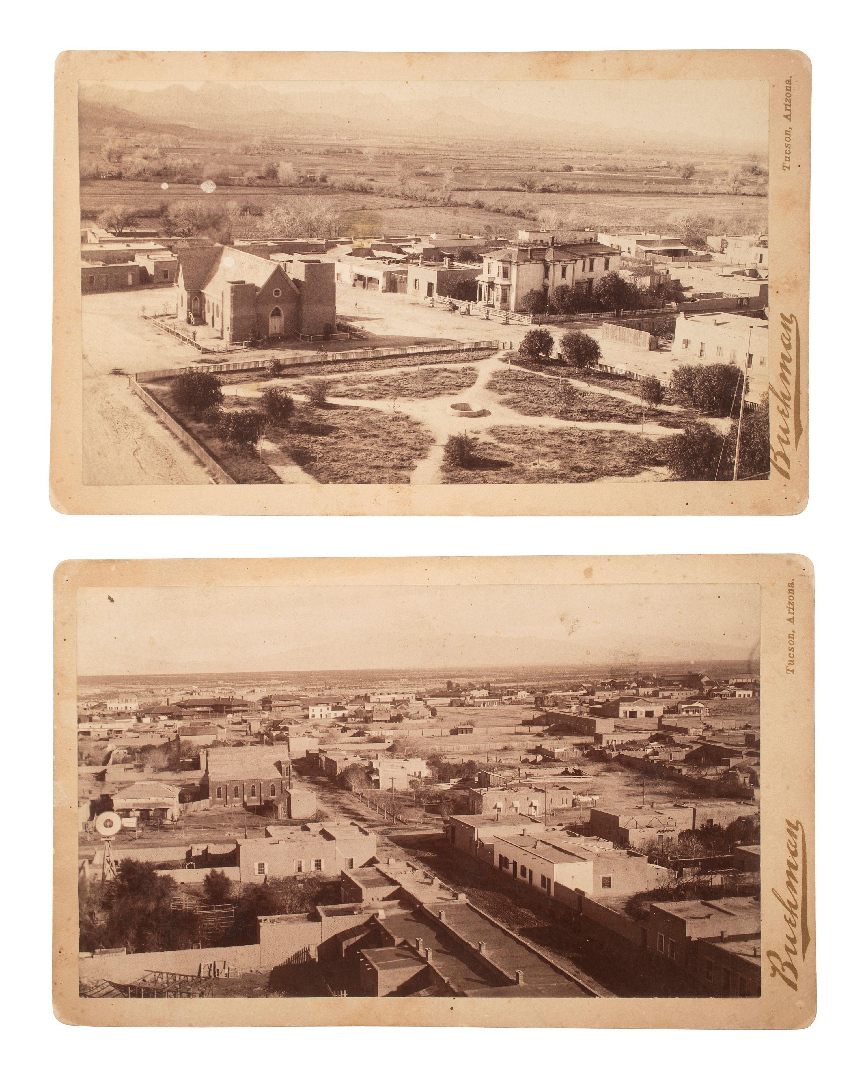 [WESTERN AMERICANA]. BUEHMAN, Henry (1851-1912), photographer. A group of 2 boudoir photographs of Tucson, Arizona Territory. Ca 1880s-1890s.