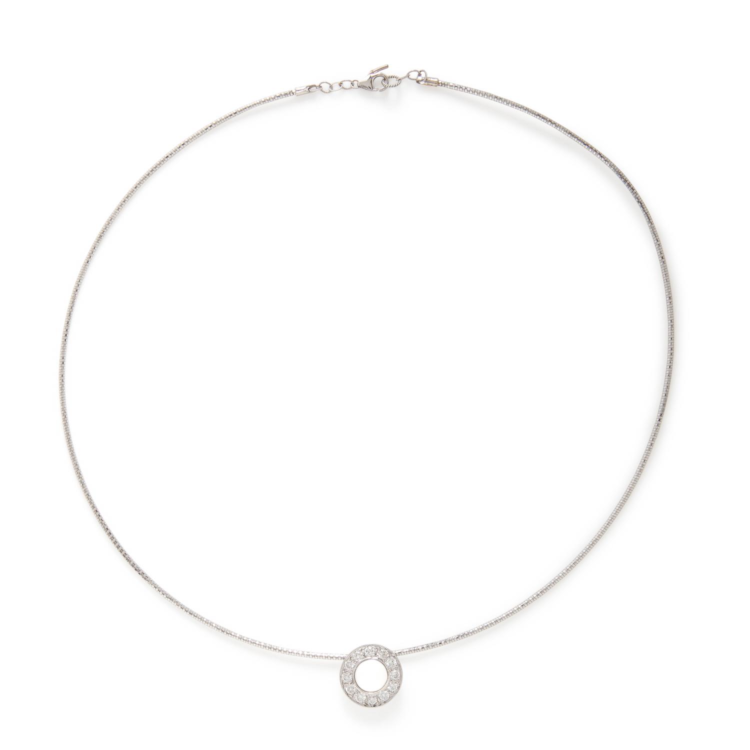 White Gold and Diamond Slide Necklace