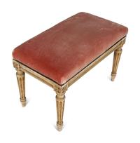 A Louis XVI Style Painted and Velvet-Upholstered Bench