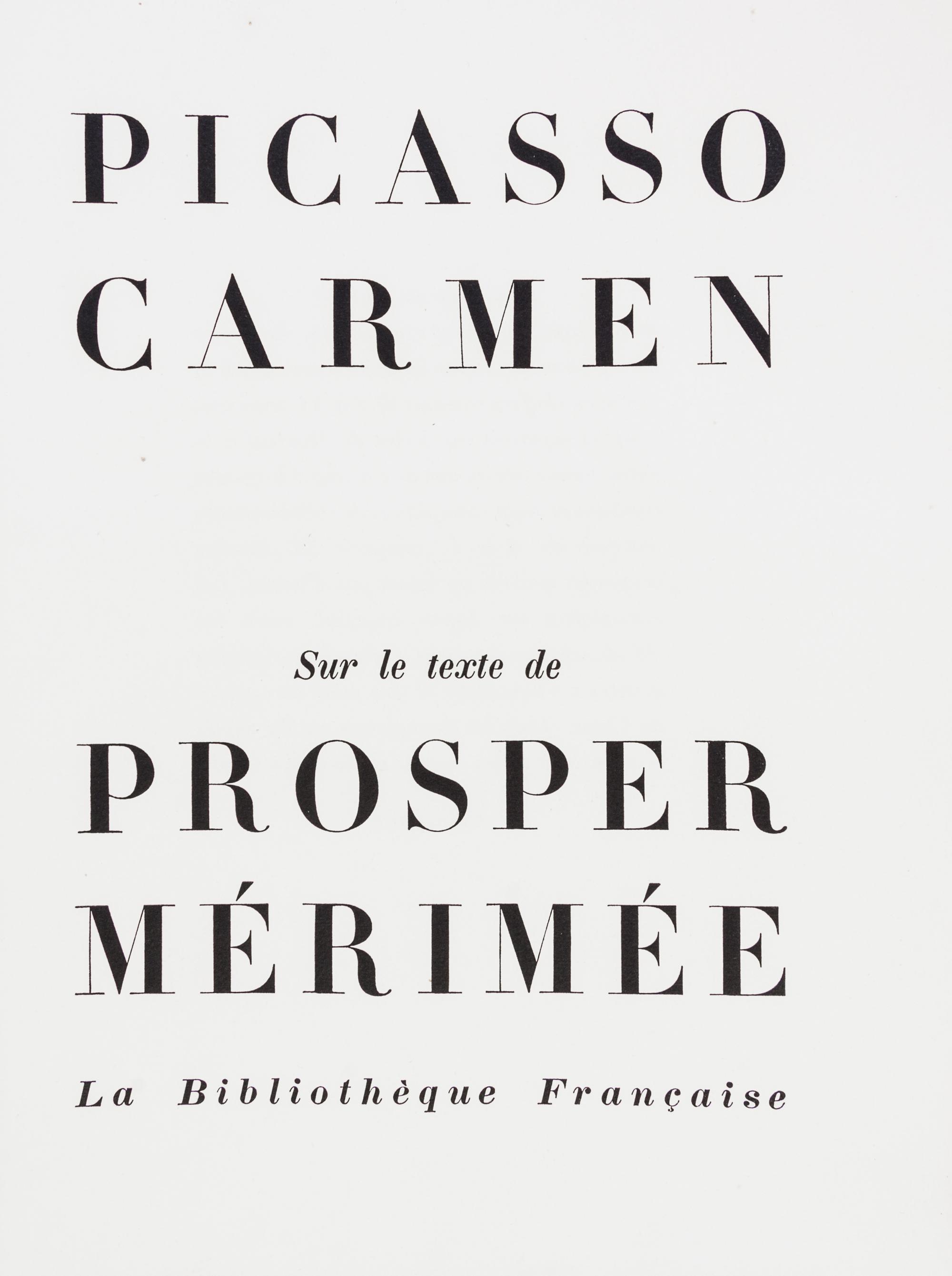 (PICASSO, PABLO) MERIMEE, PROSPER. Carmen. [Paris, 1949]. Limited, signed.