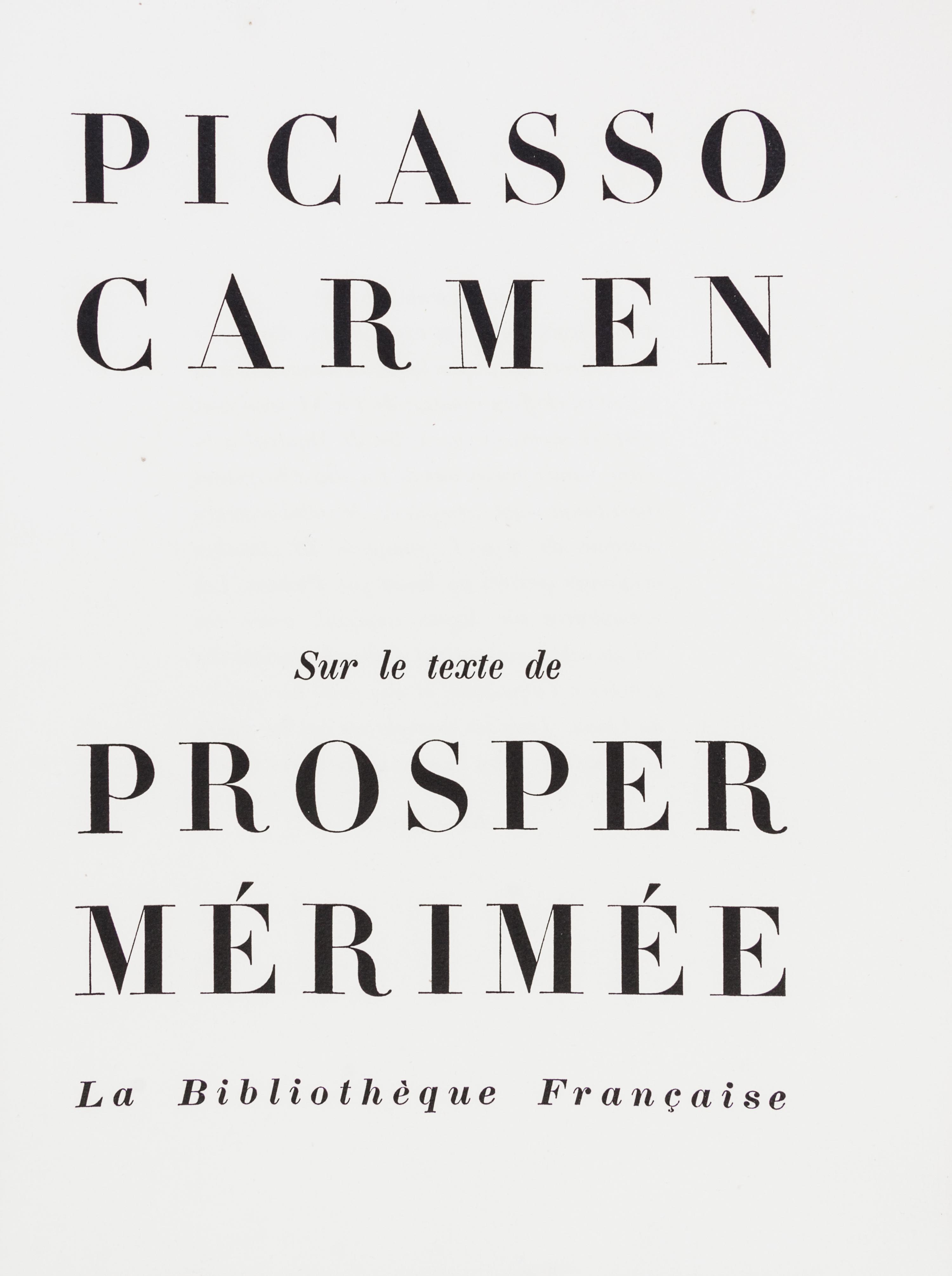 (PICASSO, PABLO) MERIMEE, PROSPER. Carmen. [Paris, 1949]. Limited, signed.