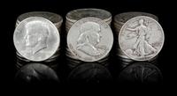 A Group of American Pennies, Half-dollars and Silver Dollars