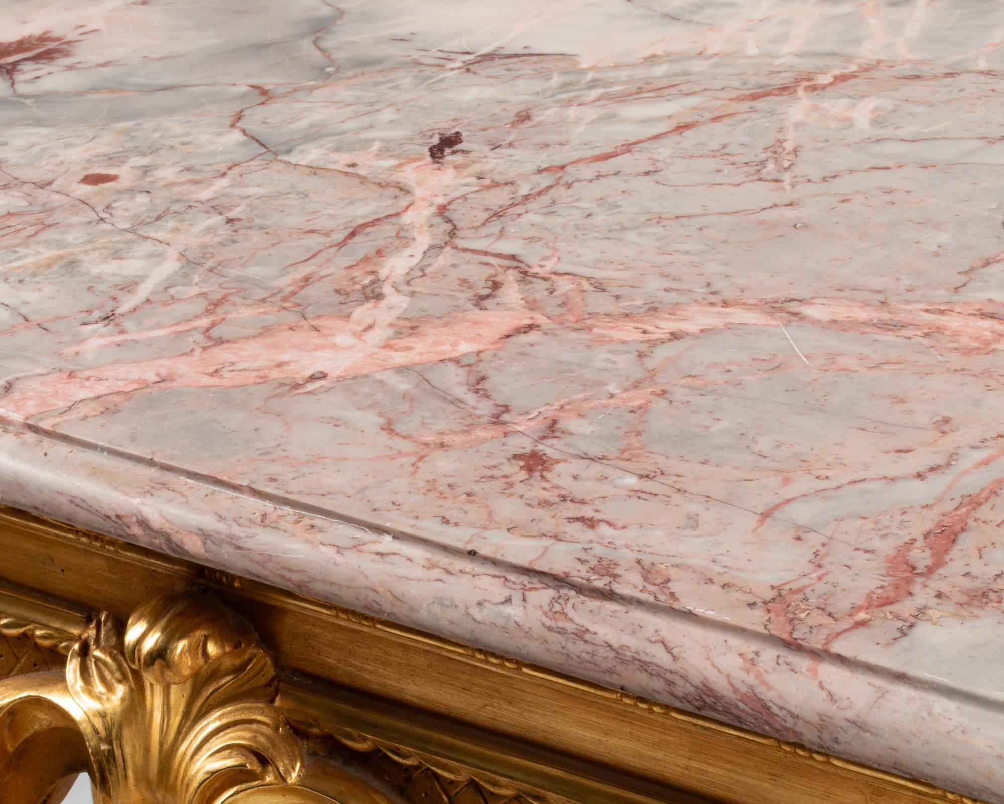 An English Giltwood Marble-Top Console Table