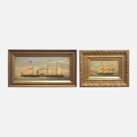 American School 19th century Two Portraits of American Packet Ships