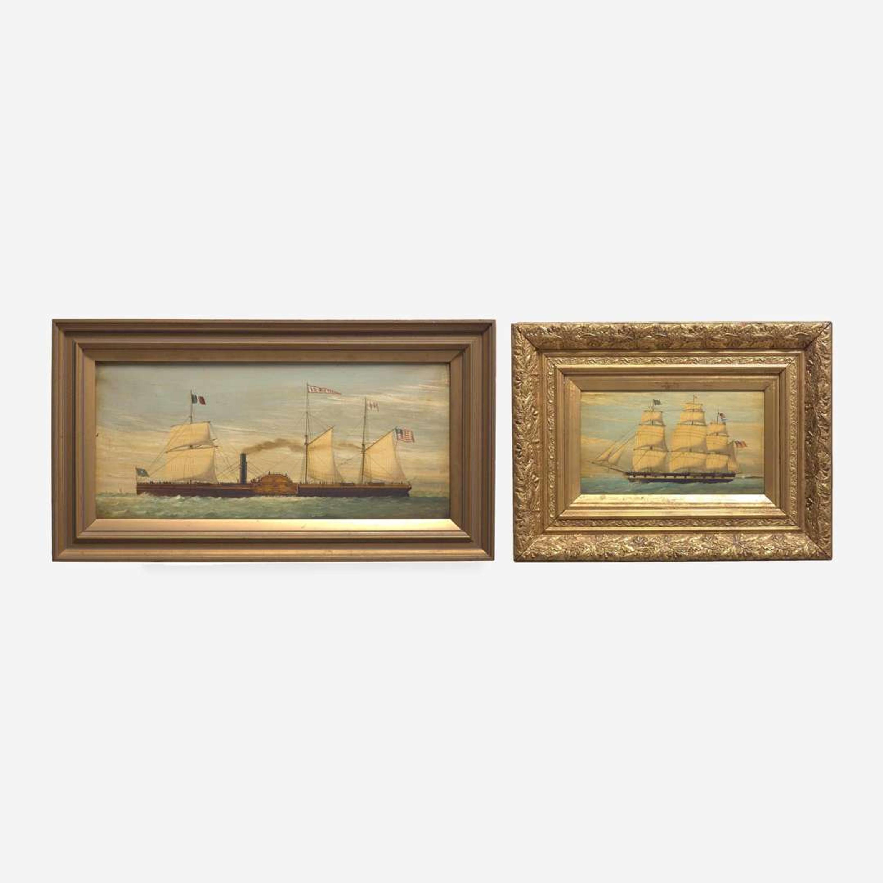 American School 19th century Two Portraits of American Packet Ships