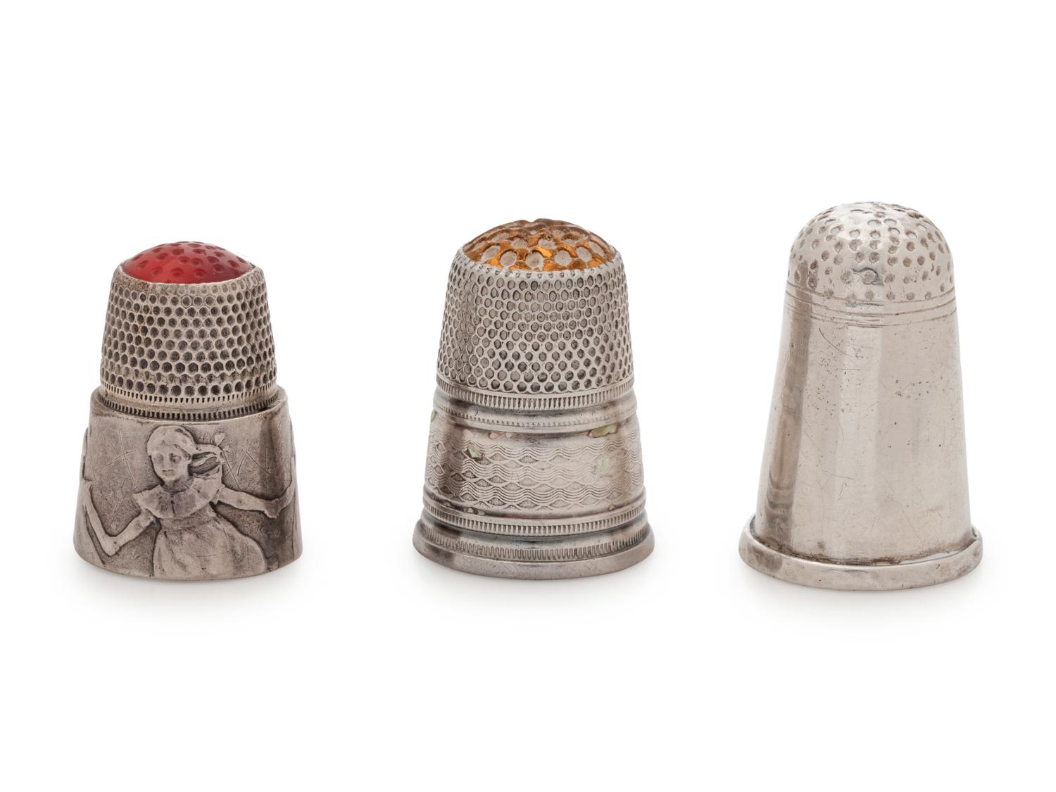 Three Continental Silver Thimbles