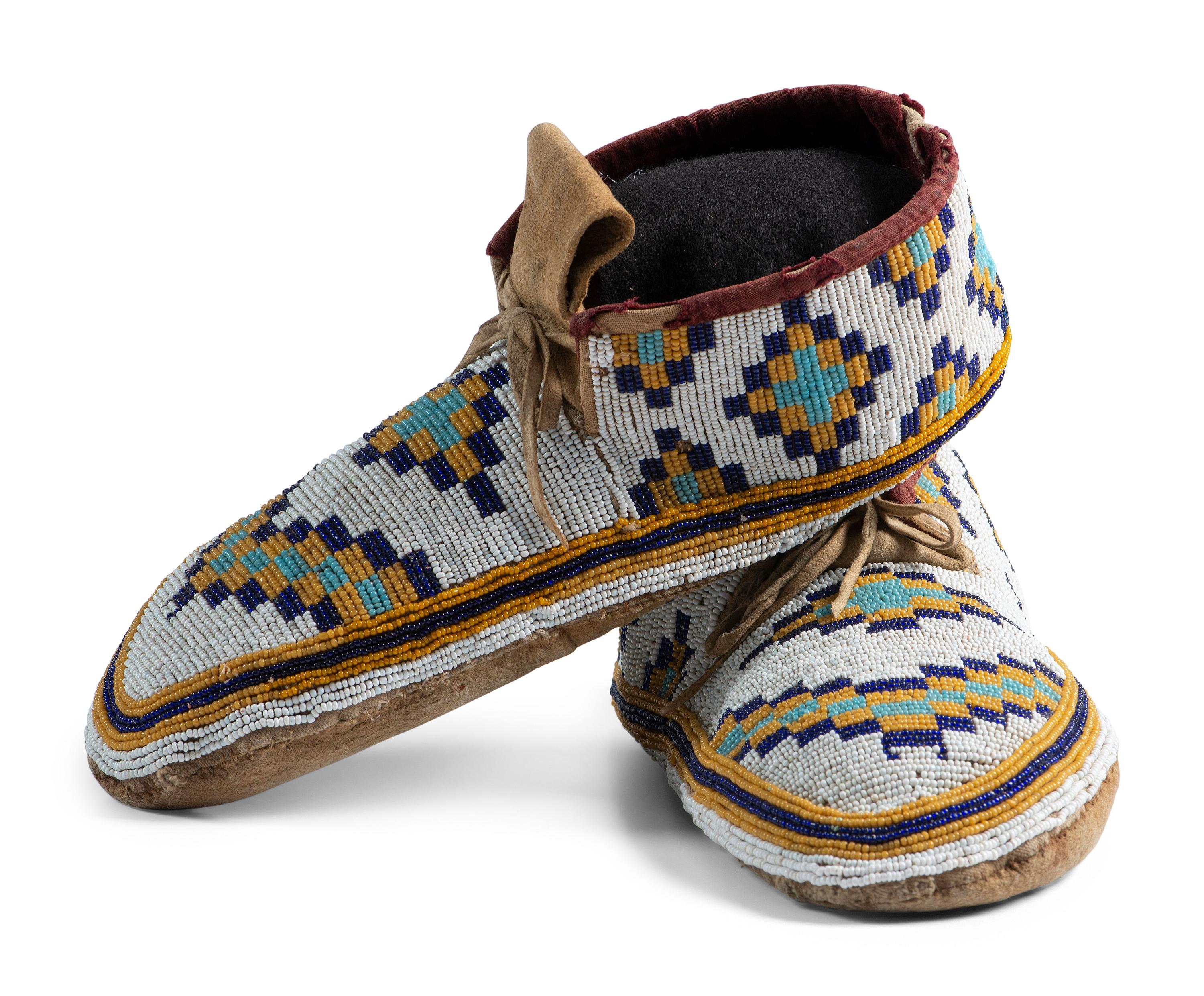 Plains Cree Beaded Hide Moccasins