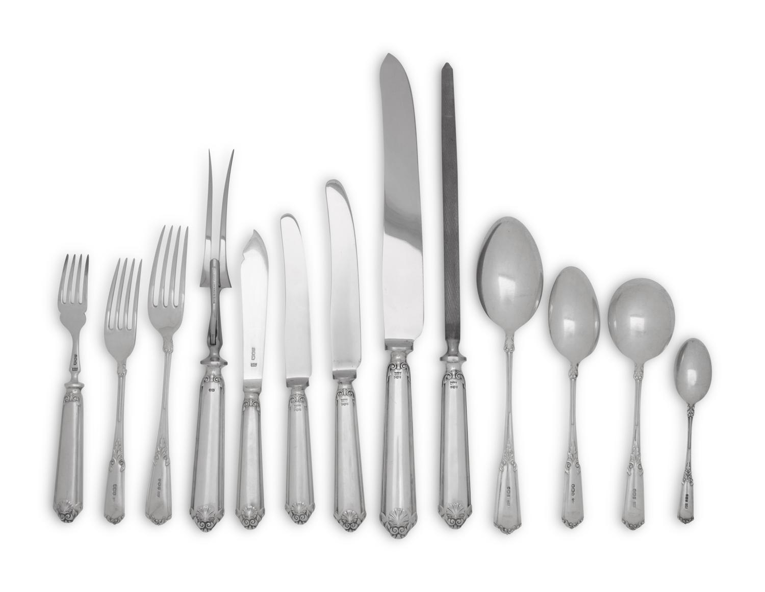 An English Silver Flatware Service