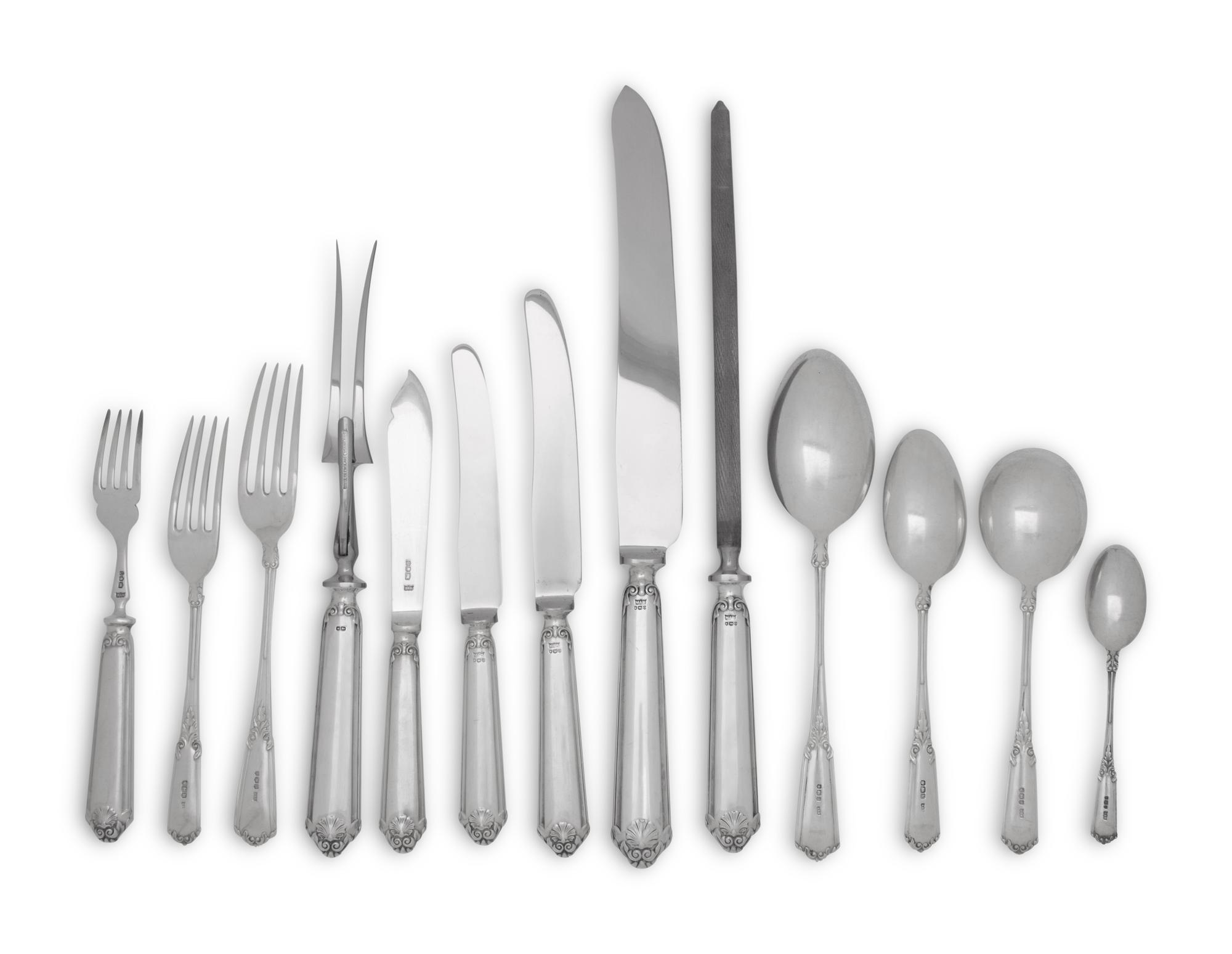 An English Silver Flatware Service