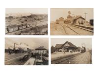[RAILROADS]. Over 120 RPPCs & photographs of railroad stations, train depots, and roundhouses.