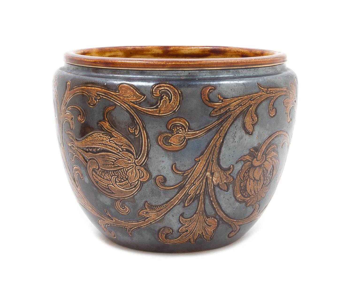 A Martin Brothers Stoneware Jardiniere Diameter 7 1/8 inches.
