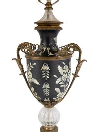 A Pair of Tole and Glass Lamps