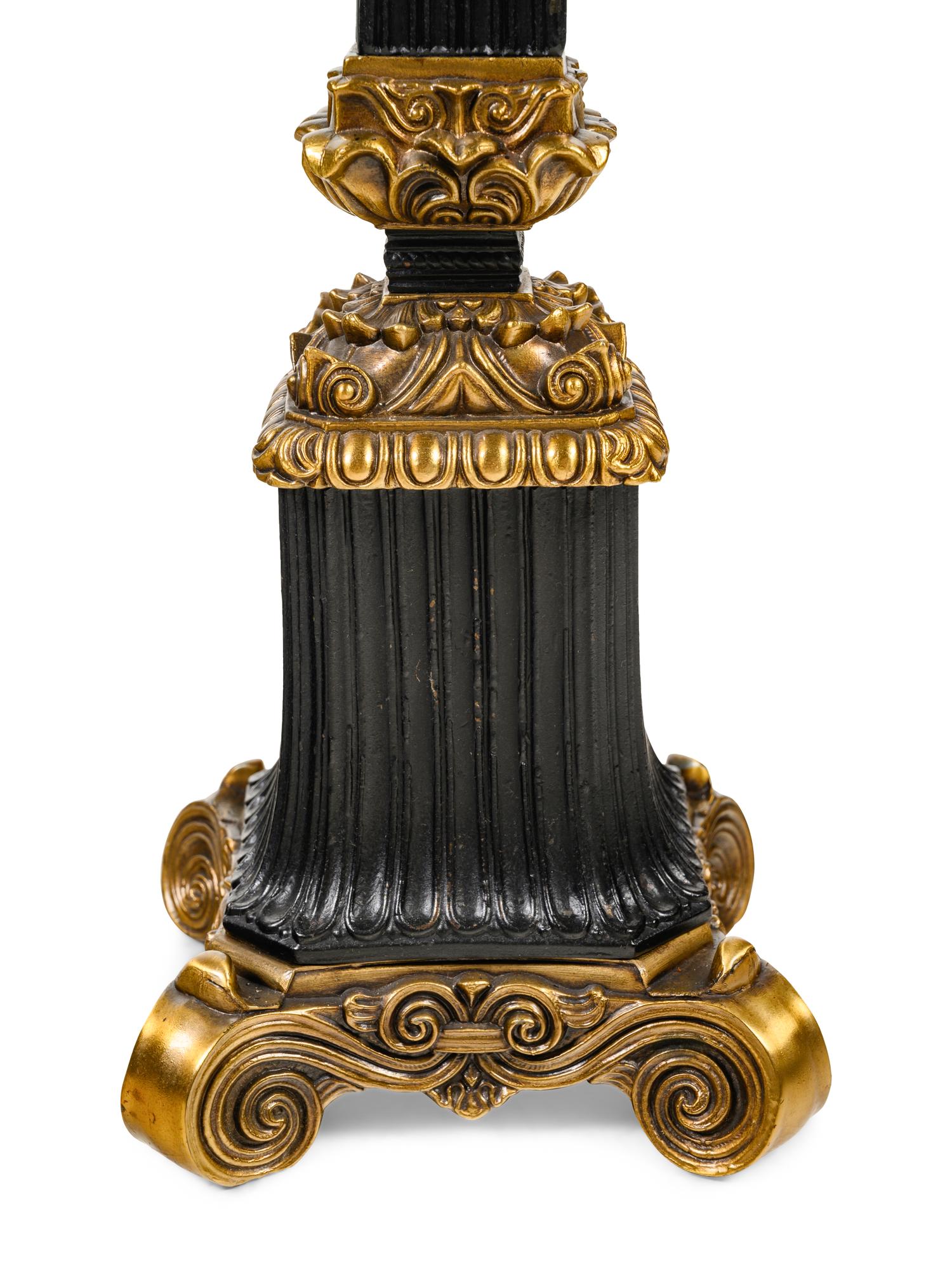 A Pair of Empire Style Four-Light Candelabra Mounted as Lamps