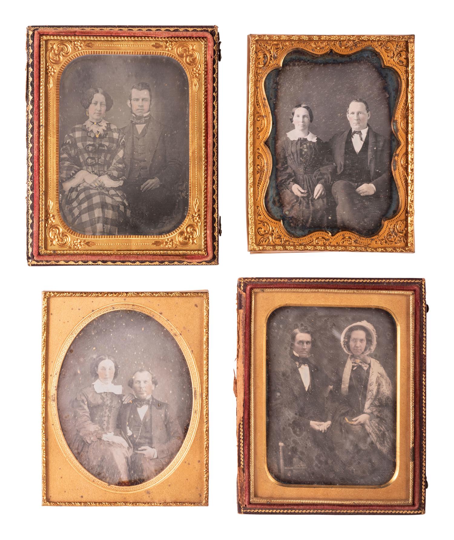 [EARLY PHOTOGRAPHY]. 24 quarter plate daguerreotypes of couples, many affectionately posed.