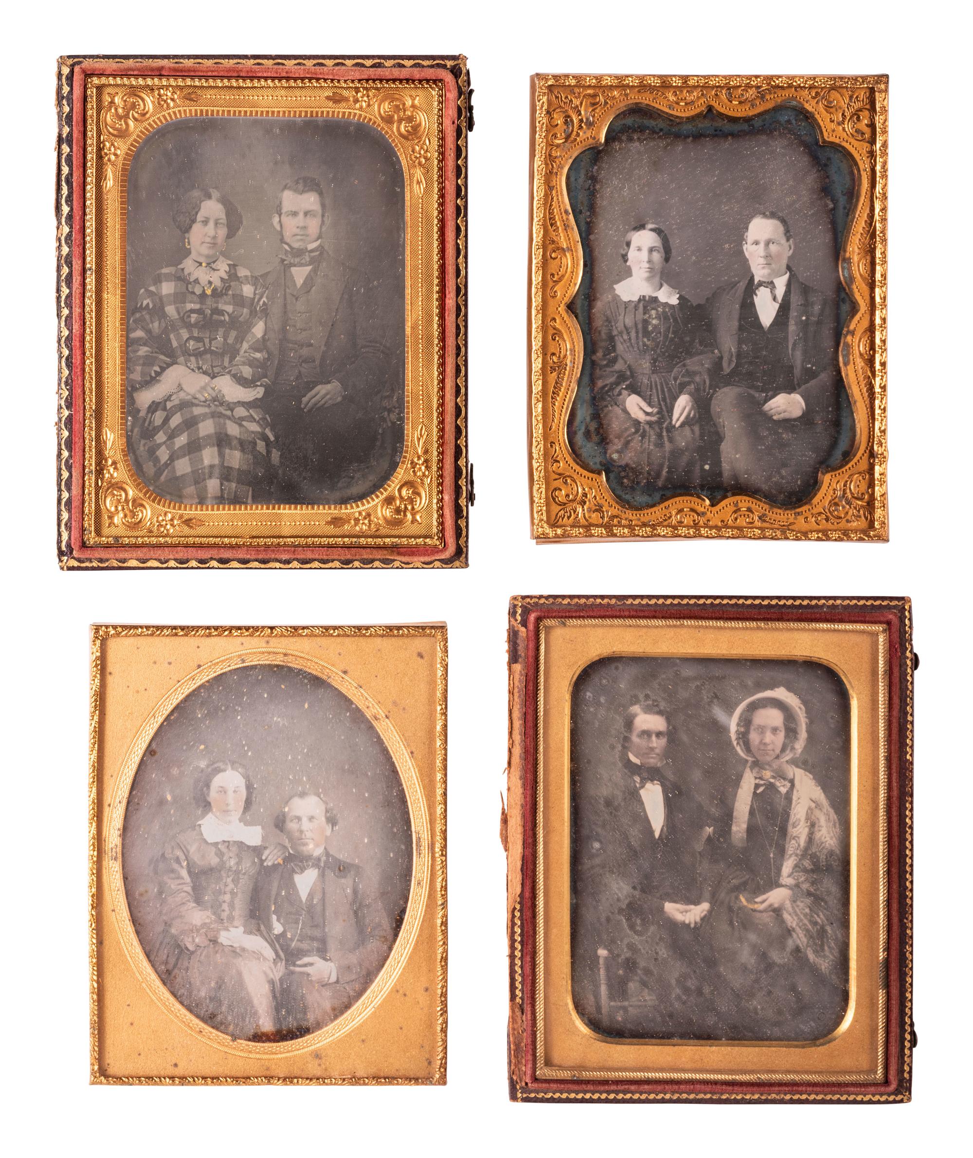 [EARLY PHOTOGRAPHY]. 24 quarter plate daguerreotypes of couples, many affectionately posed.