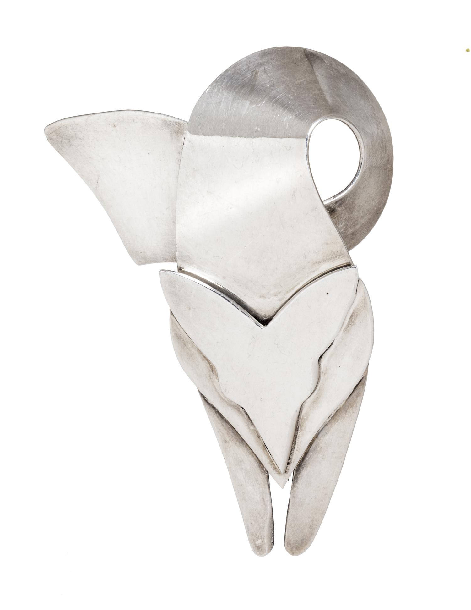 A Sterling Silver Fox Motif Brooch, Los Ballesteros, Post 1980, 26.30 dwts.