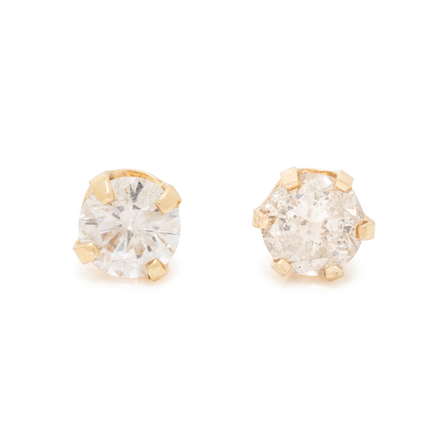 COLLECTION OF YELLOW GOLD AND DIAMOND STUD EARRINGS