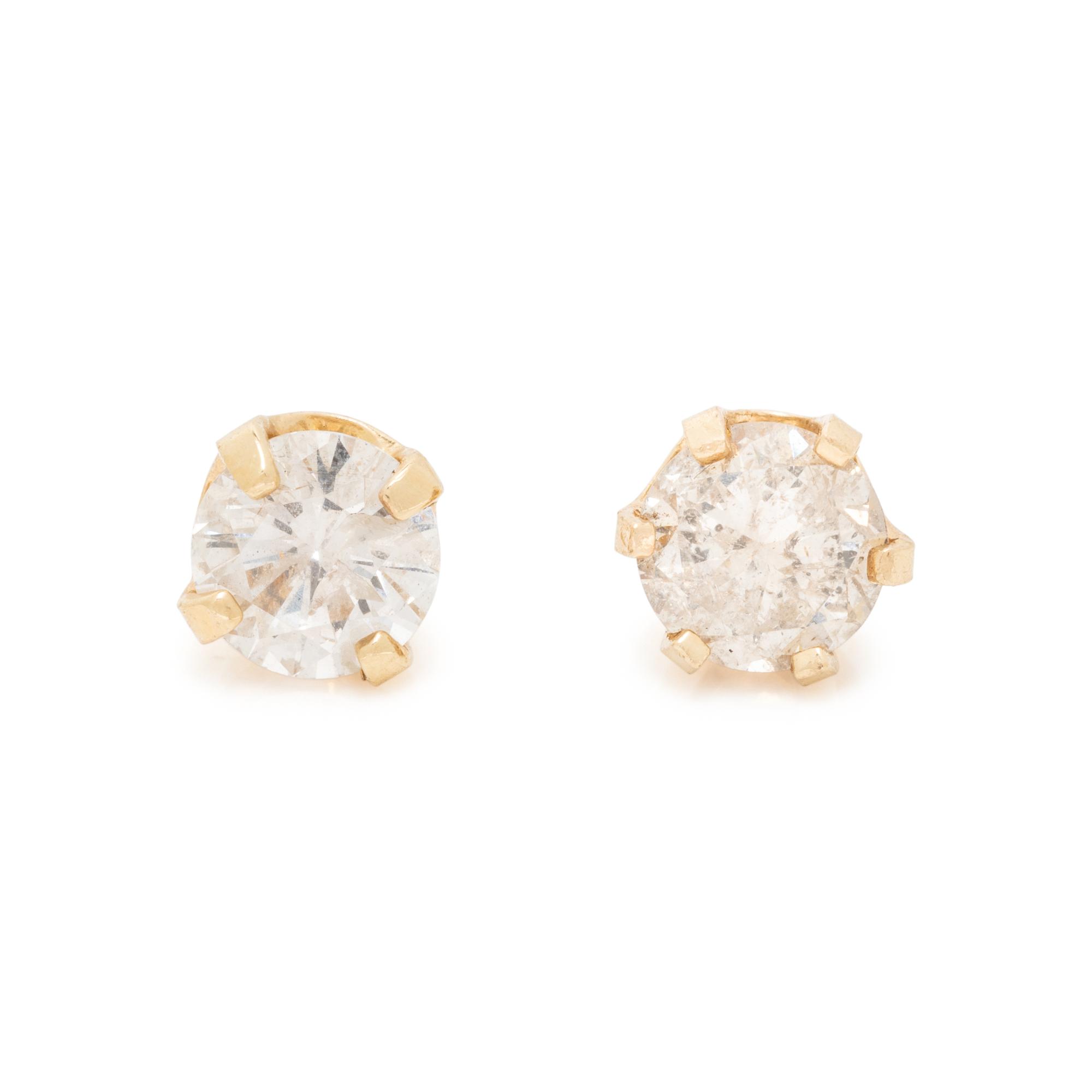 COLLECTION OF YELLOW GOLD AND DIAMOND STUD EARRINGS