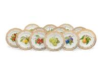A Set of Thirteen Royal Copenhagen Fruit Service Articles