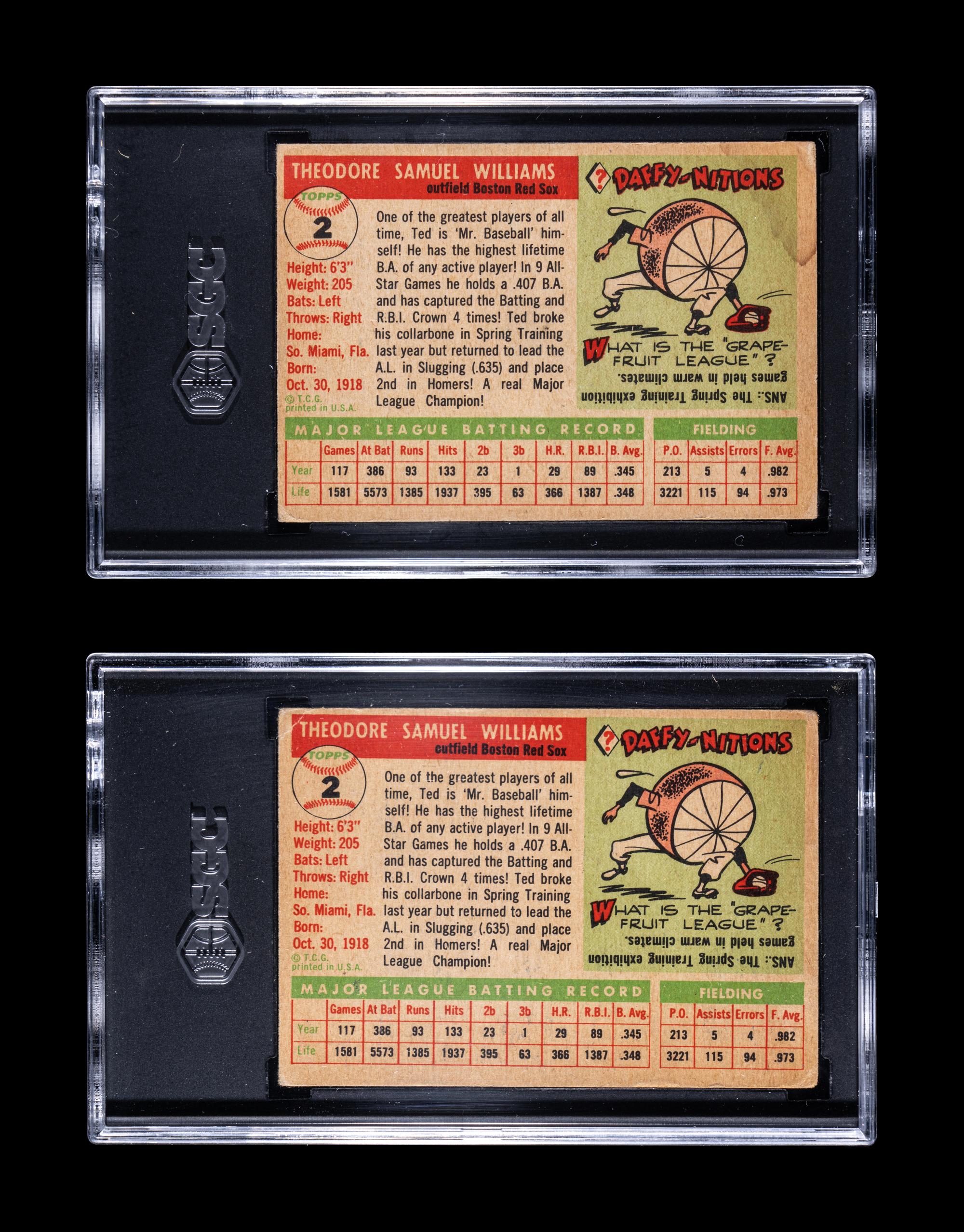 A Group of 1955 Topps Ted Williams SGC Graded Baseball Cards,
