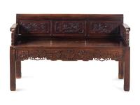 A Chinese Carved Hardwood Bench