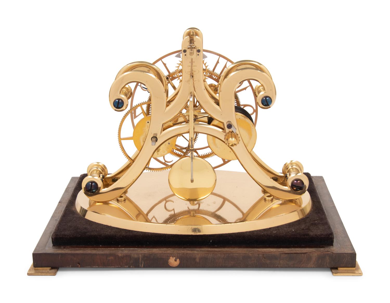 An English Cased Brass Skeleton Clock