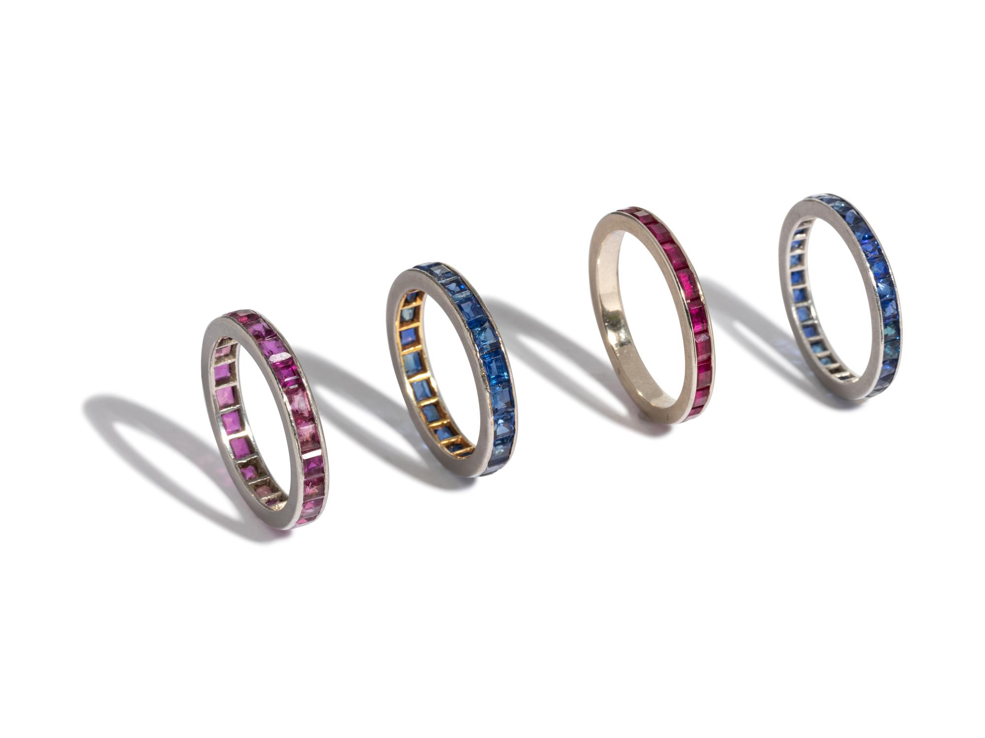COLLECTION OF GEMSTONE ETERNITY BANDS