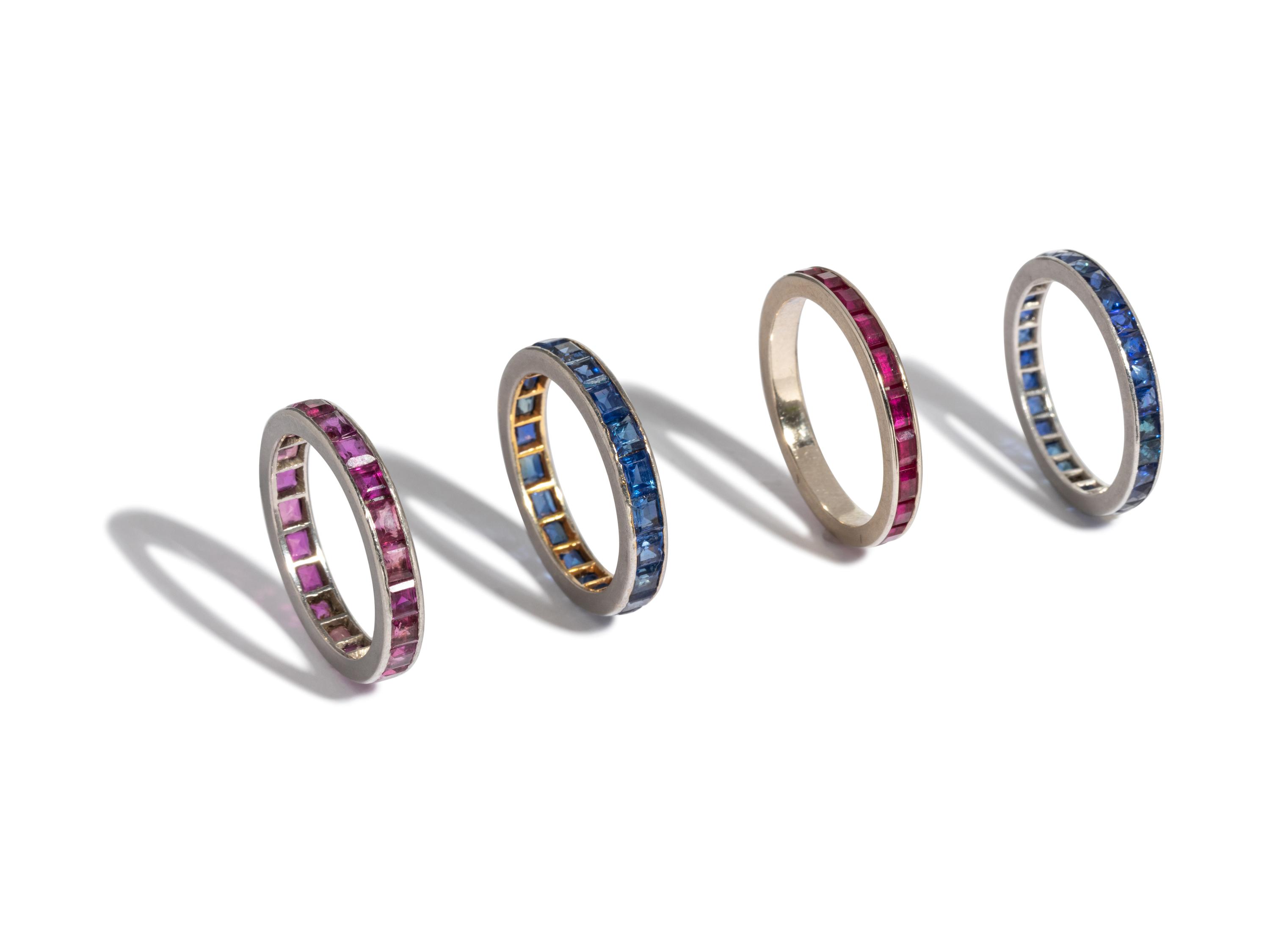 COLLECTION OF GEMSTONE ETERNITY BANDS