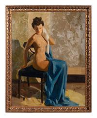 Seated Nude with Blue Drapery