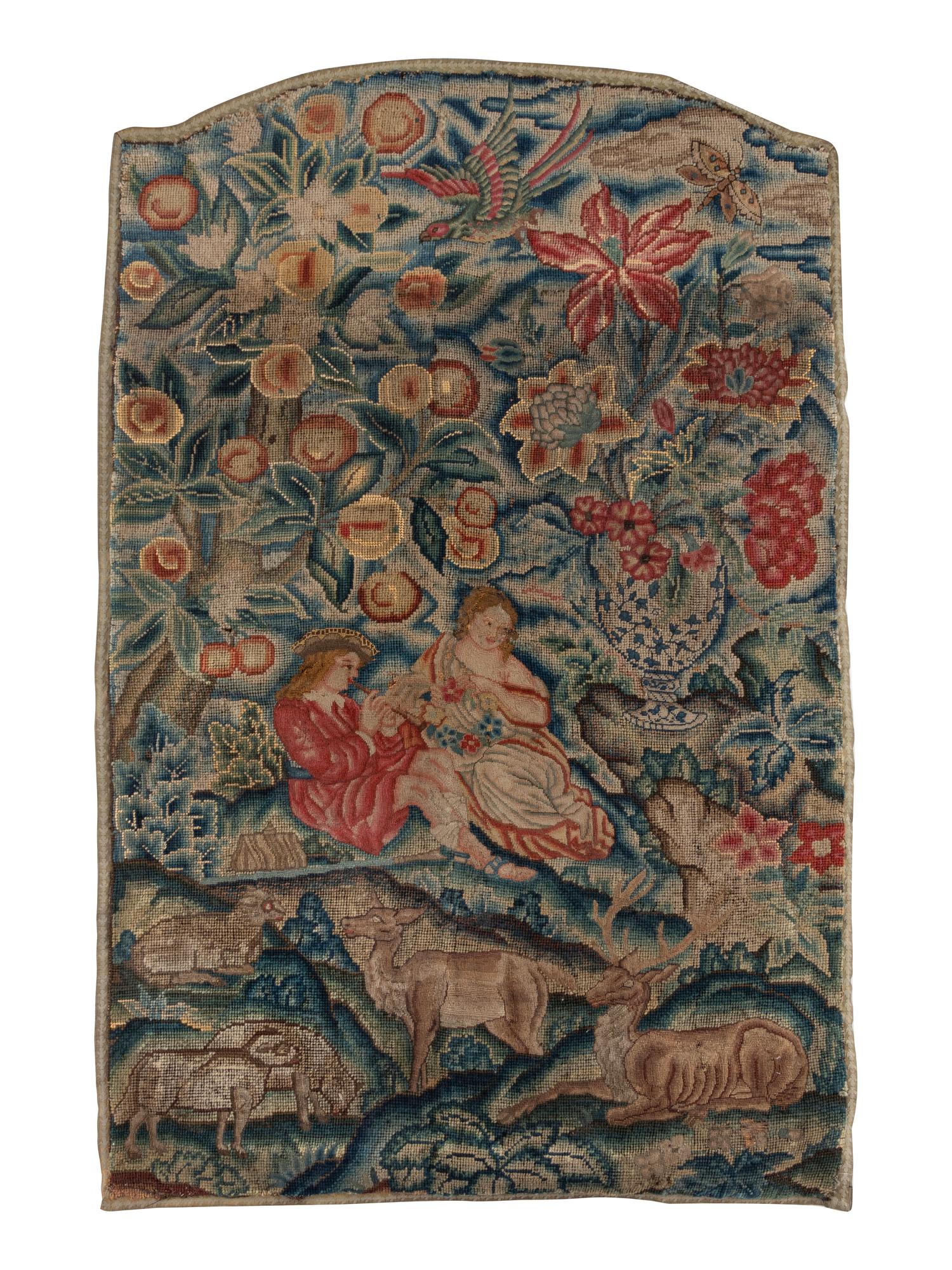 A Continental Gros and Petit Point Woven Panel