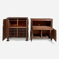 Two James II style inlaid walnut cupboards, late 19th / early 20th century, partially incorporating 17th-century elements