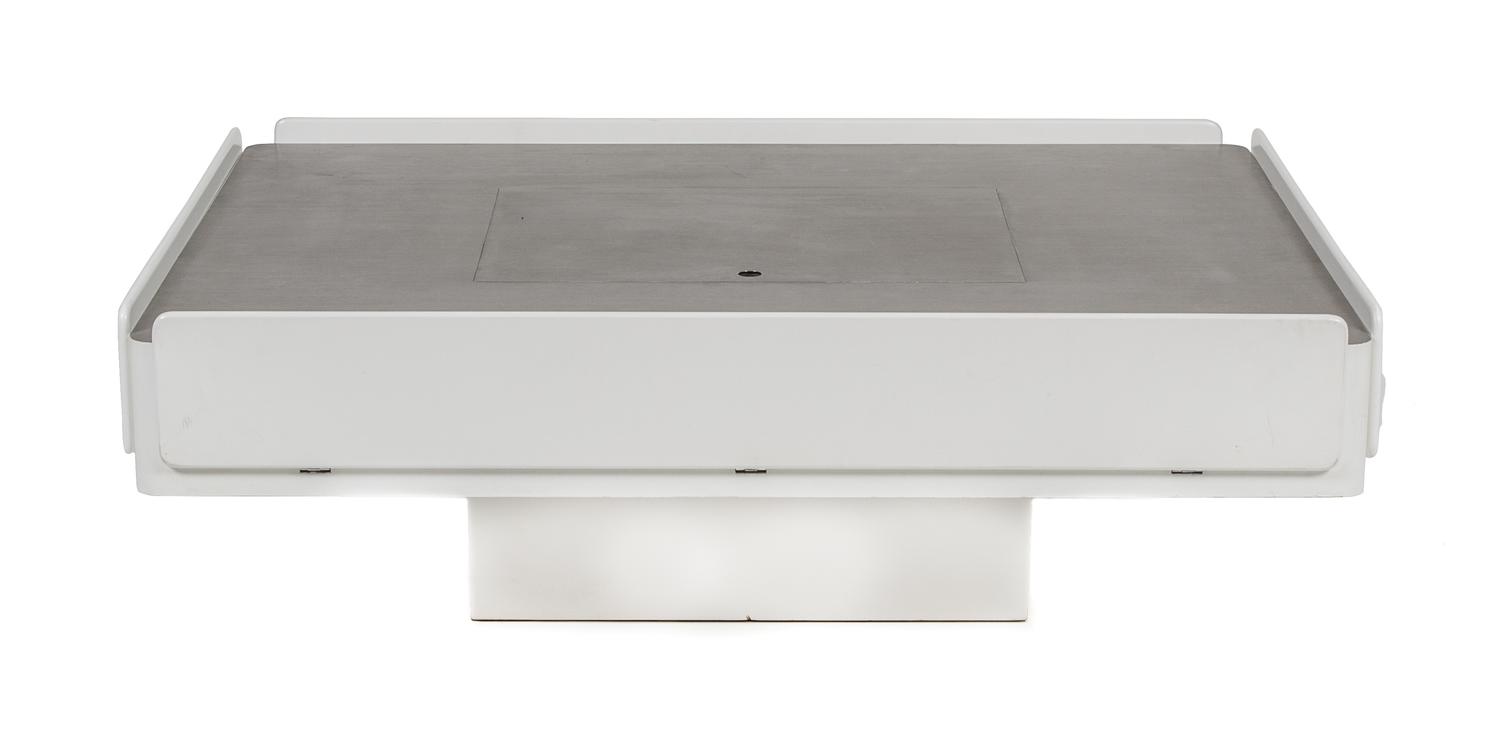 A Modern Knoll Style Coffee Table Height 16 1/2 x width 49 1/4 x depth 37 inches.