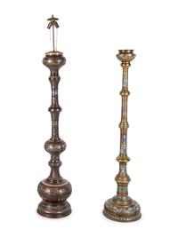 Two Japanese Champlevé Floor Lamp Stands