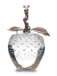 A Steuben Glass and 18 Karat Gold Apple of Eden Sculpture