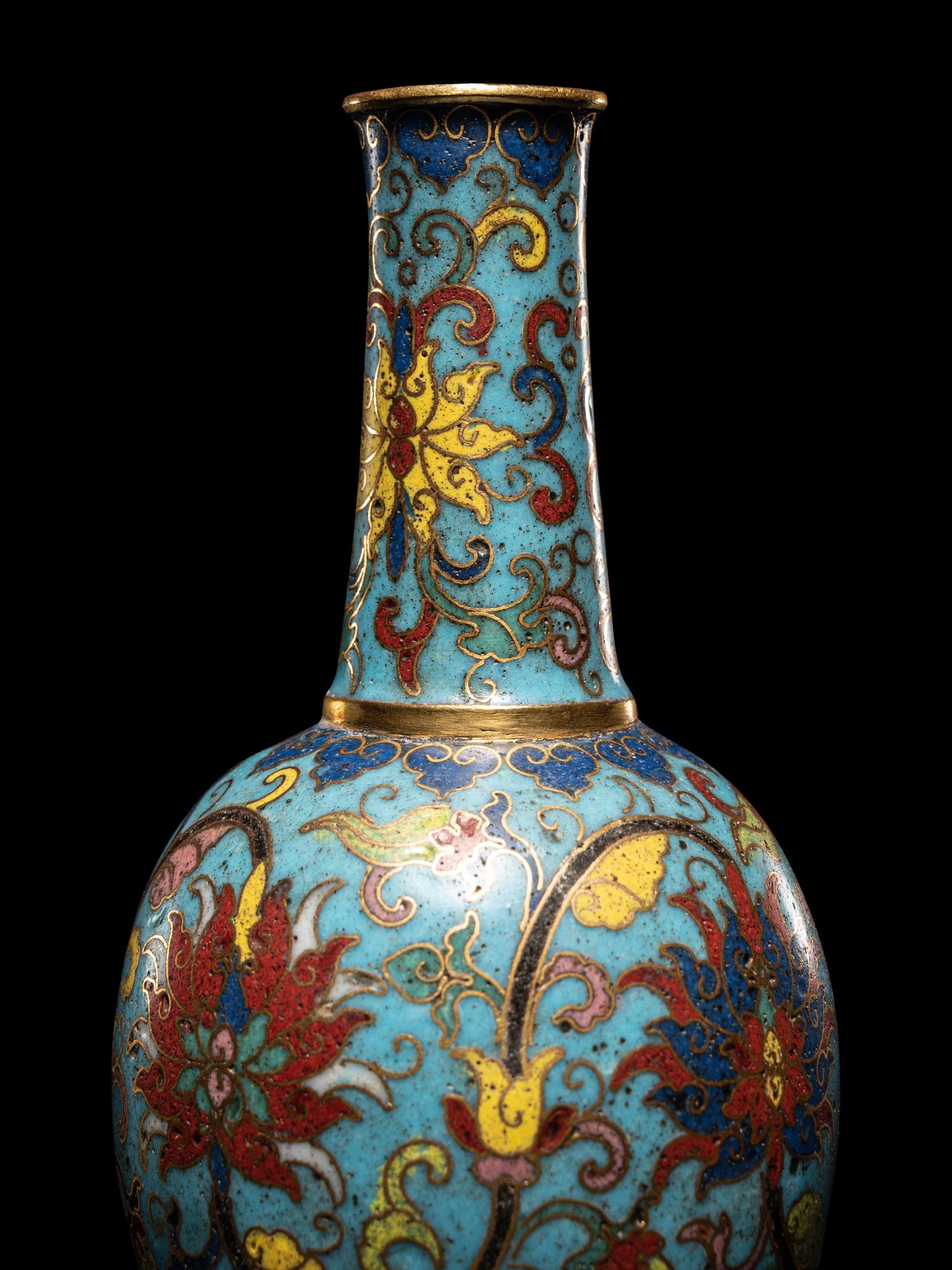 A Small Cloisonné Enamel Bottle Vase