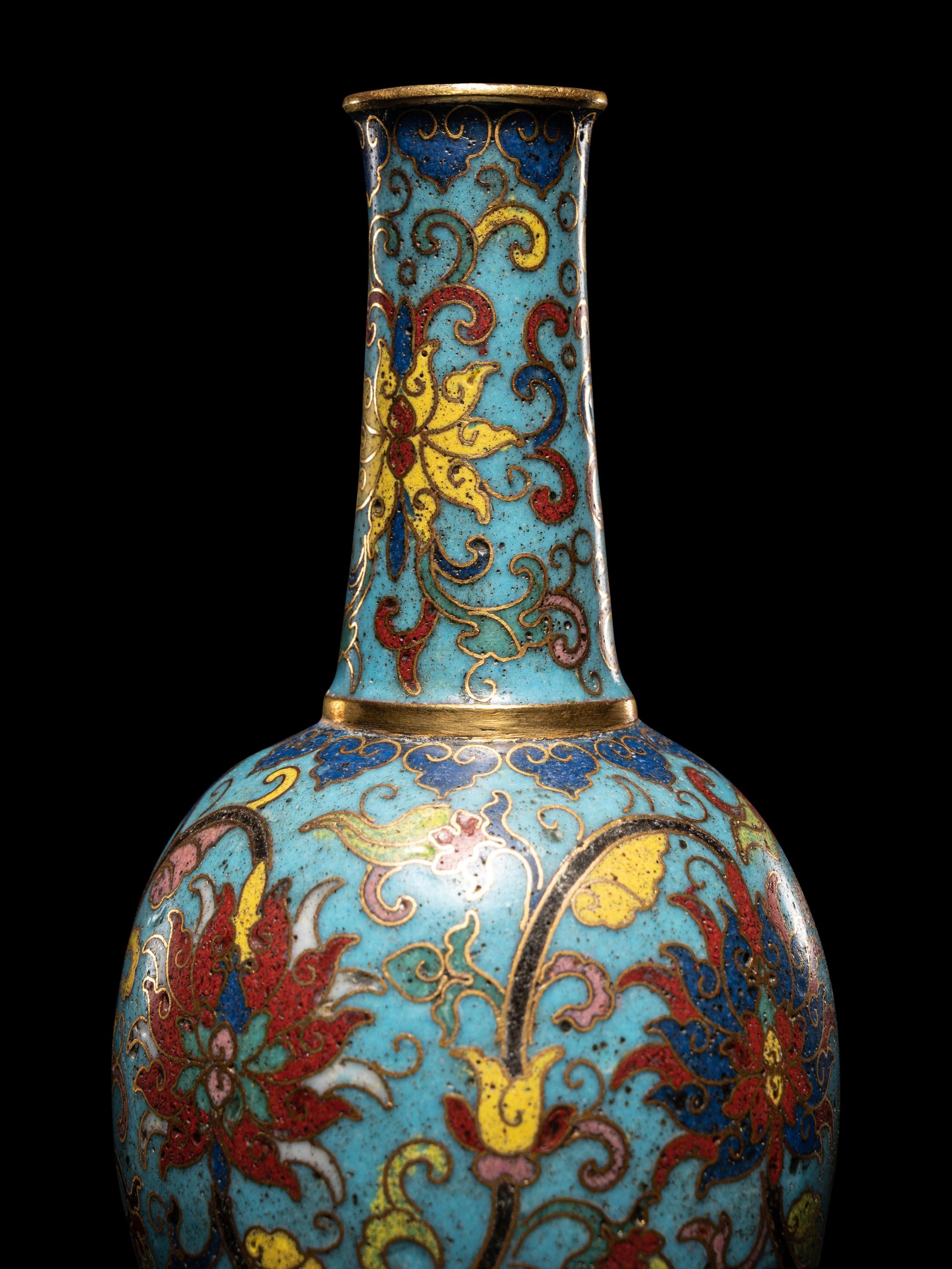 A Small Cloisonné Enamel Bottle Vase