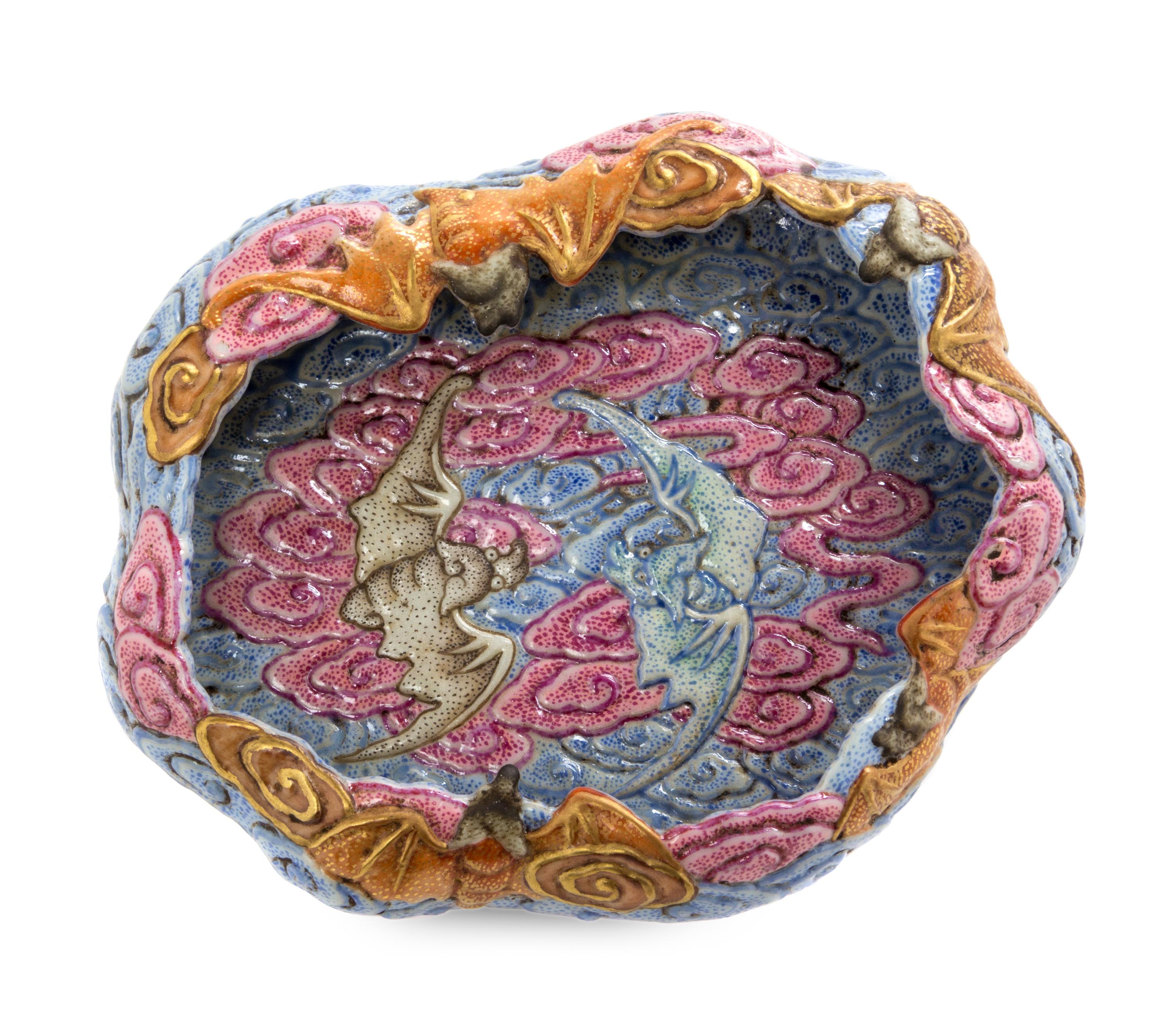A Famille Rose Porcelain Brush Washer Length 4 3/4 inches.