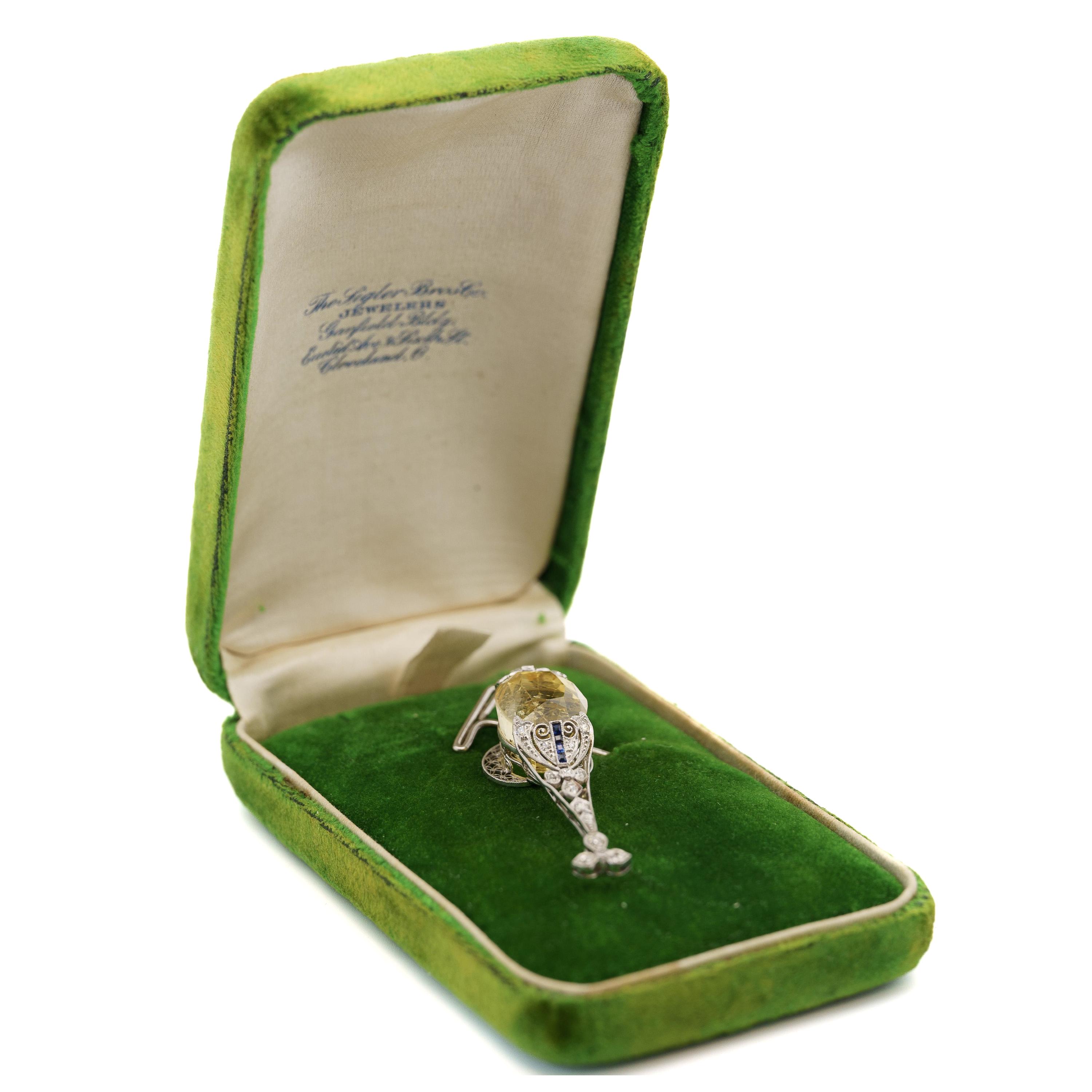 EDWARDIAN YELLOW SAPPHIRE, DIAMOND, AND SAPPHIRE PENDANT