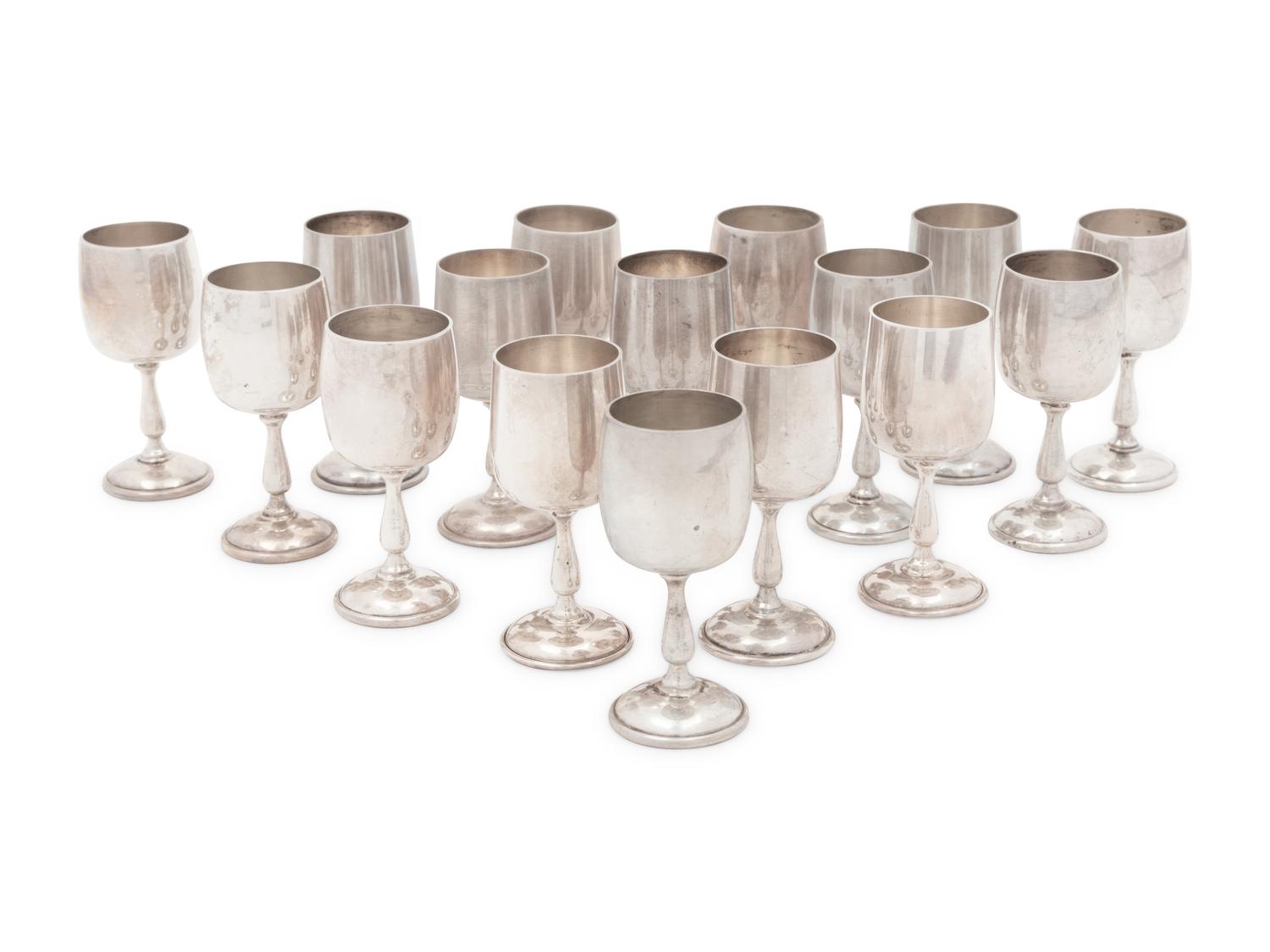 Sixteen American Silver Cordials