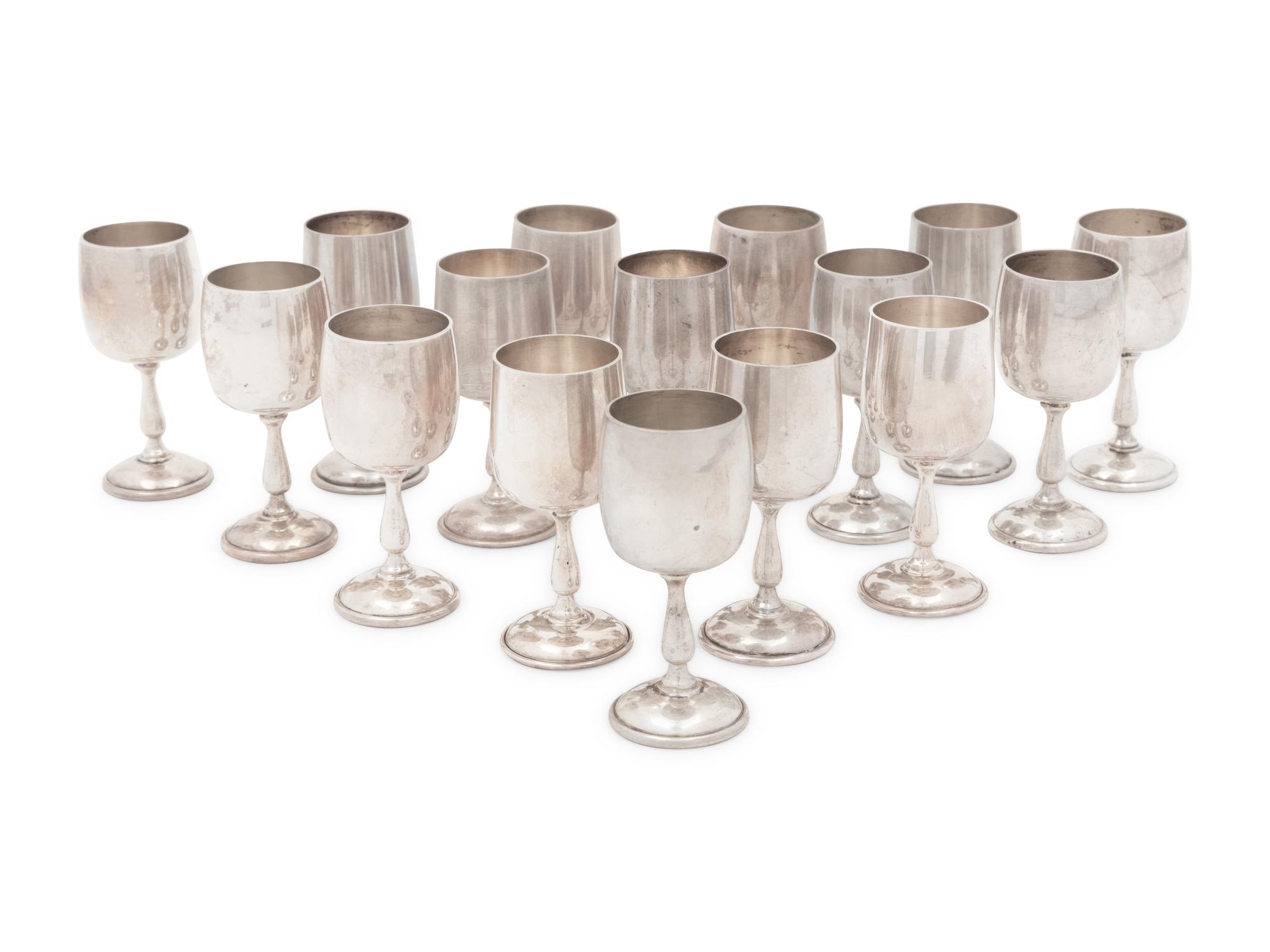 Sixteen American Silver Cordials